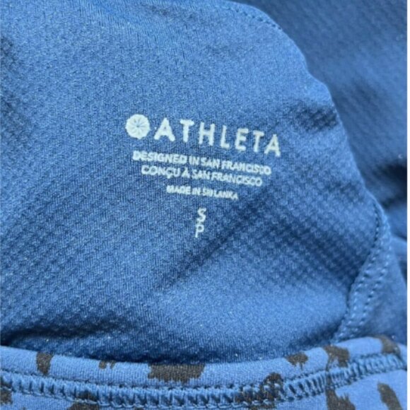 Athleta Strappy Sports Bra Size S Blue Cheetah Print Athletic Yoga Run Active - Picture 3 of 4